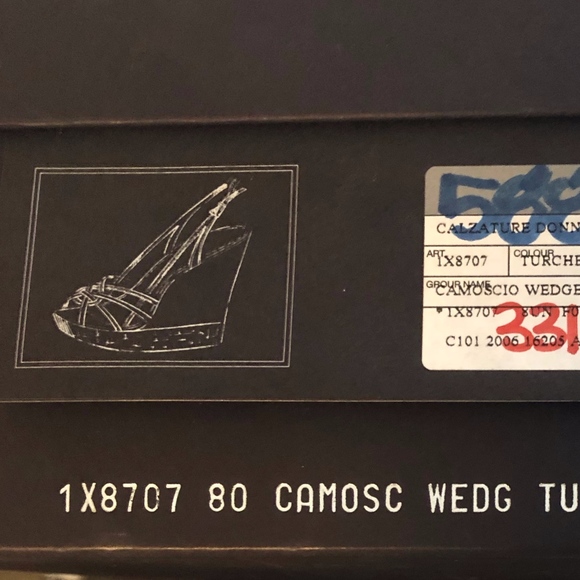 Prada Turquoise Blue Suede Cork Wedges - Picture 2 of 2